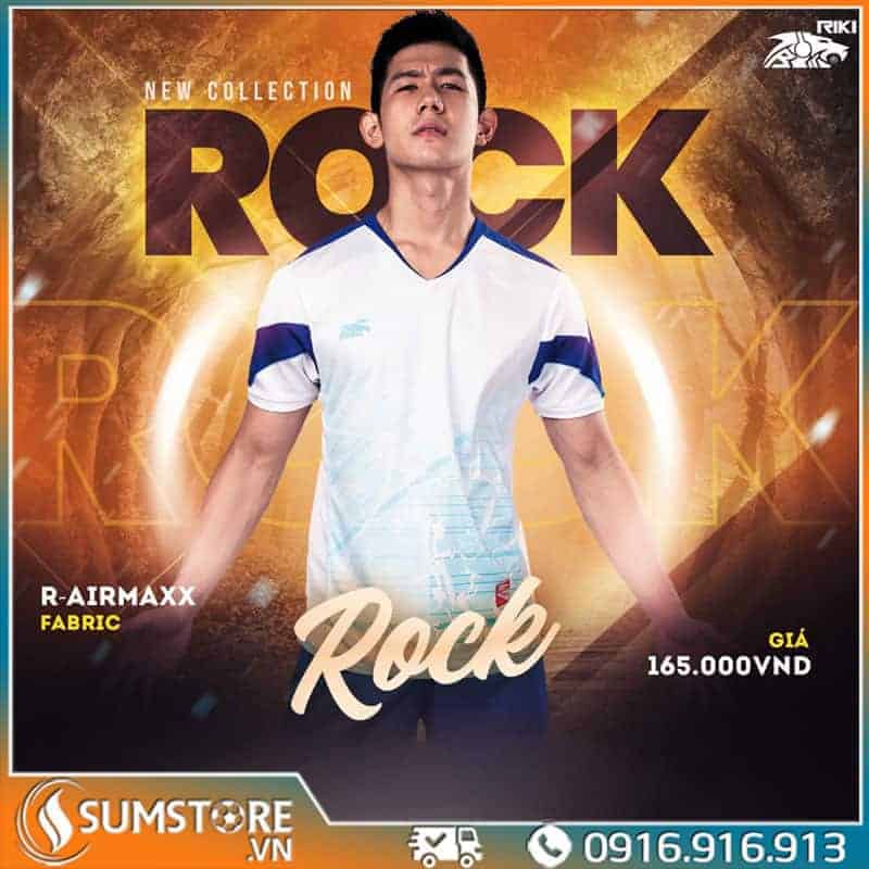 RIKI – Áo Đá Banh Không Logo Rock – Trắng