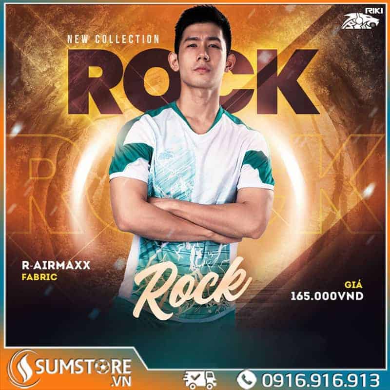 RIKI – Áo Đá Banh Không Logo Rock – Xanh Rêu
